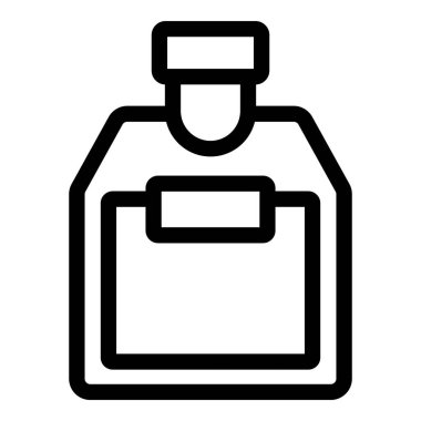 Etiketli siyah beyaz bir şişe simgesi, çeşitli ürünleri temsil etmek için mükemmel.