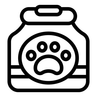 Köpek maması teneke kutusunun basit çizgi simgesi. Hayvan bakımıyla ilgili projeler için mükemmel.