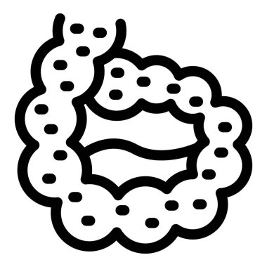 Basit bir çizgi çizimi insan ince bağırsağının simgesi, sindirilmiş gıdaların besinlerini emmekten sorumlu organ.