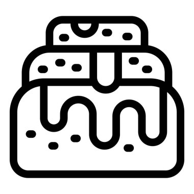 Pastayı tasvir eden minimalist bir simge. Üç katmanlı, krema ve şekerle kaplı.