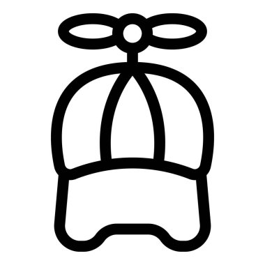 Pervane şapkasının basit siyah-beyaz çizgili sanat çizgisi çizimi, genellikle eğlence için ve oyuncu bir aksesuar olarak takılır.