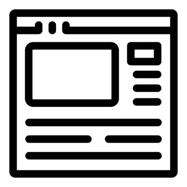 İçeriği, yan çubuğu ve tarayıcı penceresini gösteren bir web sitesi düzeninin temiz satır resim simgesi