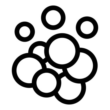 Bir grupta yukarı doğru yüzen baloncukların basit simgesi, temizlik, banyo ürünleri veya hava ürünleri gibi kavramları temsil etmek için idealdir