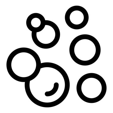 Yüzen çoklu sabun köpükleri, temizlik ve hijyen çağrıştıran basit siyah beyaz çizgi sanat simgesi