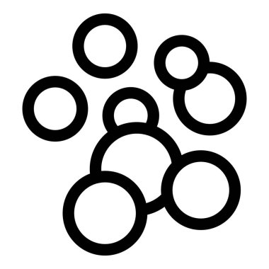 Beyaz zemin üzerinde yüzen baloncukların basit siyah çizgisi, temizlik, hava durumu ve hafiflik gibi kavramları temsil etmek için mükemmel.