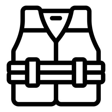 Bir can yeleğinin basit siyah beyaz çizgili sanat simgesi, suyun güvenliği için gereklidir.