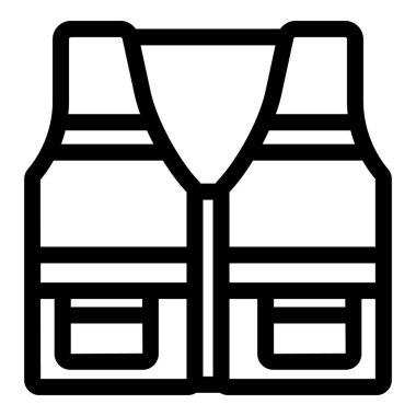 Güvenlik yeleğinin basit bir çizgisi sanat simgesi, işyeri güvenliğinin ve çeşitli sektörlerdeki çalışanlar için korumanın önemini vurguluyor.