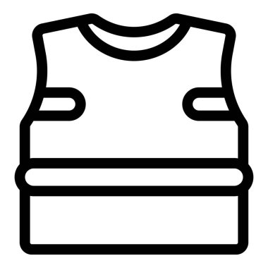 Kurşun geçirmez yeleğin basit bir çizgisi simgesi, çoğu zaman emniyet güçleri ve güvenlik personeli tarafından giyilir.