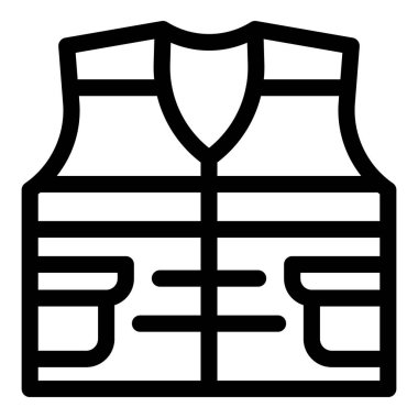 Bu simge, genellikle inşaat işçileri ve diğer profesyoneller tarafından güvenlik amacıyla giyilen yüksek görünürlüklü bir güvenlik yeleğini temsil ediyor.