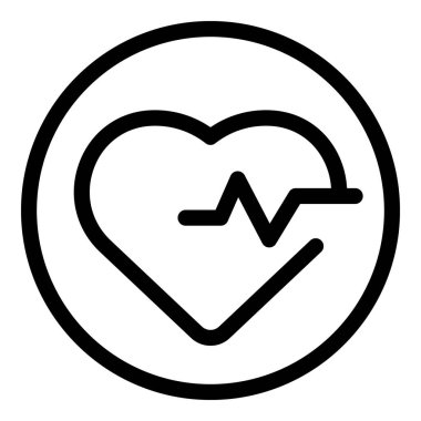 Sağlık ve kardiyolojiyi temsil eden bir çemberin içindeki bir kalp atışının simgesi.