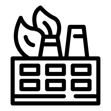 Bacalarından duman çıkaran bir fabrika binasının çizgi ikonu endüstriyel kirliliği temsil ediyor.