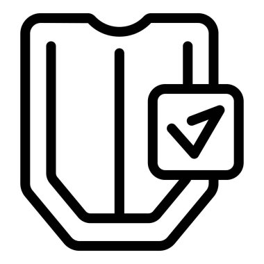 Çevrimiçi ödeme sistemlerinde güvenlik ve güvenliği temsil eden işaretli basit, cesur, düz çizgi simgesi