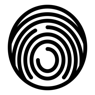 Güvenlik ve kimlik kavramını temsil eden siyah ve beyaz parmak izi ikonu