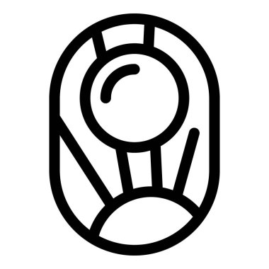 Büyük yuvarlak vizörlü astronot miğferini temsil eden basit siyah beyaz vektör simgesi