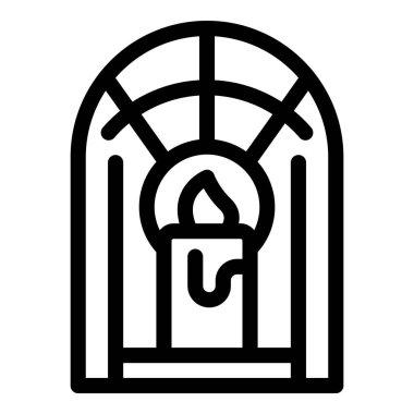 Dekoratif bir fenerin içinde yanan bir mumun basit vektör simgesi