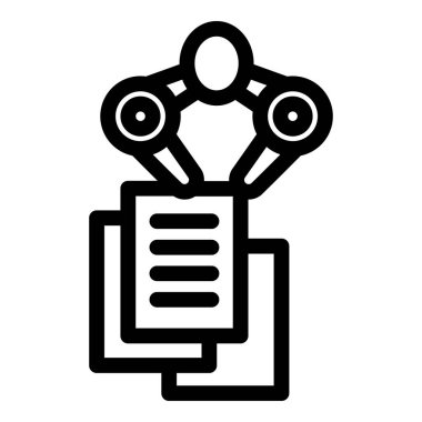 Belgeleri işlemek için robotik kolları kullanan yapay zeka simgesi, veri yönetiminde otomasyon ve verimliliği simgeliyor