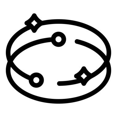 İki yörünge yolu merkezi bir noktanın etrafında dönüyor. Yıldızlar hareket halinde.