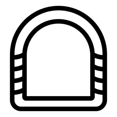 Çizgili duvarlı bir tünel girişinin basit siyah beyaz vektör simgesi