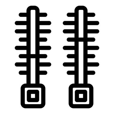 Bir çift fermuarın siyah beyaz simgesi, moda ve terzilik için kullanışlı.