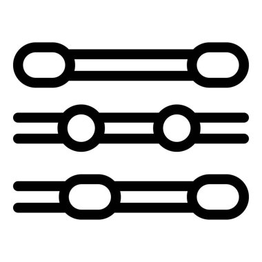 Ayarlanabilir yuvarlak saplı üç yatay seviye kaydırma çubuğundan oluşan basit vektör simgesi seti