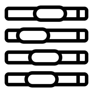 Yuvarlak düğmeli dört kaydırma çubuğunun basit vektör simgesi, genellikle ayarları ayarlamak için kullanılır