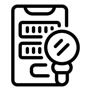 Büyüteç, mobil bir cihaz üzerindeki sunucu verilerini denetliyor, veri analizi ve güvenlik kavramlarını vurguluyor