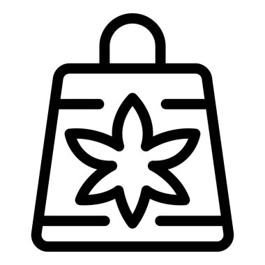 Perakende mağazası için kenevir çiçeği logosuna sahip basit bir alışveriş çantası.