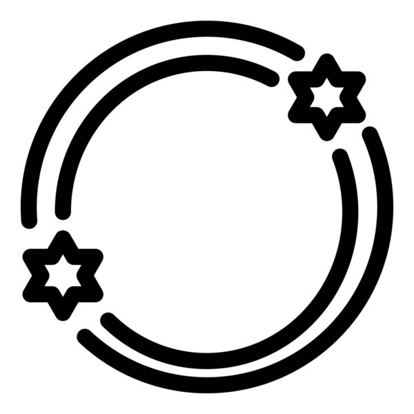 Две звезды Дэвида соединены двойной изогнутой линией, образующей круг.