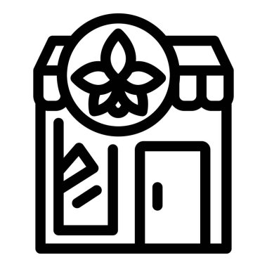 Çiçekçi dükkanını temsil eden basit minimalist vitrin çizimi