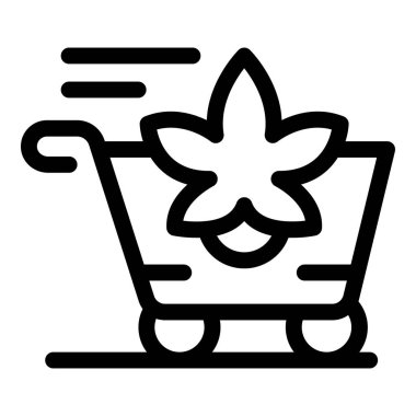 Marihuana teslimatı için içinde marihuana yaprağı olan alışveriş arabası.