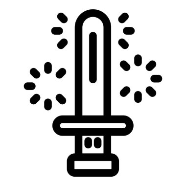 Pırıltılarla çevrili basit ve cesur bir sihirli değnek simgesi. Fantezi oyunları ve projeler için mükemmel.