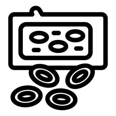 Kan bağışı paketinde düşen kan damlaları ikonu var. Beyaz zemin üzerinde izole edilmiş web tasarımı için kan damlaları vektör simgesi içeren ana hatlı kan bağışı paketi