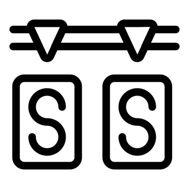 İki istasyonu birbirine bağlayan basit siyah beyaz hat sanatı, toplu taşımayı temsil etmek için ideal.