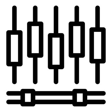Ses karıştırma konsolunu temsil eden basit bir simge, ses seviyelerini ayarlayan faders