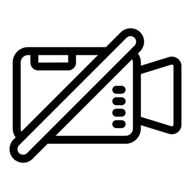 Çapraz çizgisi olan bir video kameranın siyah ve beyaz simgesi, çekim yapmanın yasak olduğunu gösterir.