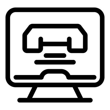 Modern üretim teknolojileri ile ilgili projeler için ideal olan 3d yazdırma sürecini gösteren bir bilgisayarı temsil eden kalın çizgi simgesi