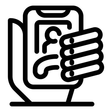 El, iletişim bilgilerini gösteren, mobil iletişimi ve kişisel bilgilere erişimi sembolize eden bir akıllı telefon tutuyor.