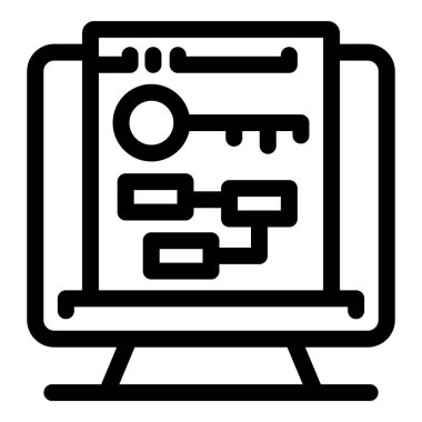 Bilgisayar anahtar sözcük araştırmasını beyaz tahtadaki anahtar simgeyle gösteriyor