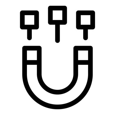 At nalı mıknatısının üç kare nesneyi çeken basit simgesi