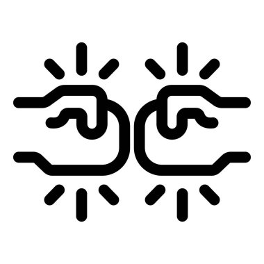 Başarılarını kutlamak için yumruk tokuşturan iki kişinin çizgi çizimi.