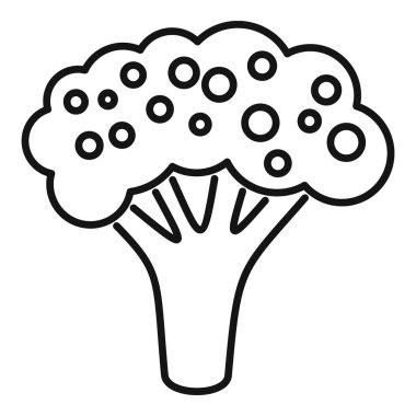 Sap üzerinde çiçek yetişen bir brokoli kafasının basit çizgi simgesi.