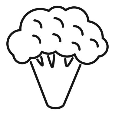 Bu basit siyah-beyaz vektör grafiği bir brokoli başı tasvir ediyor.