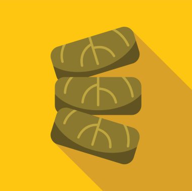 Aşçılık projeleri için ideal bir yığın oluşturan üç dolmades içeren minimalist illüstrasyon