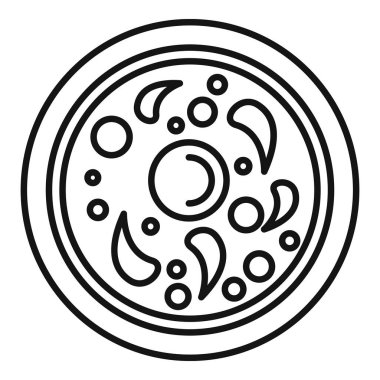 Bakteri içeren basit bir petri kabının siyah ve beyaz simgesi, bilimsel veya tıbbi kavramları göstermek için kullanışlı