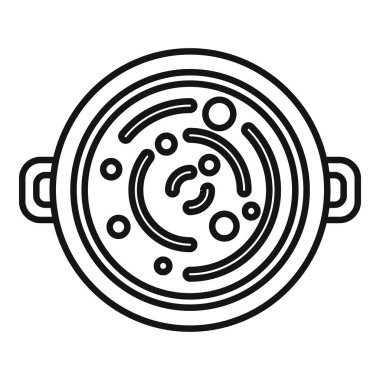 Uygulamalar ve web siteleri için üst görünüm resim simgesi olarak pişirilen yiyecekleri içeren yuvarlak tencere.