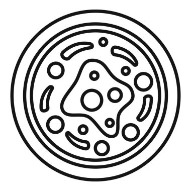 İçinde büyüyen bakteri kültürü içeren bir petri kabının çizgi çizimi