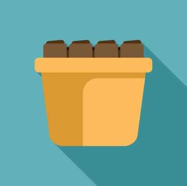 Büyüyen bir ışığın altında, uzun bir gölgeyle büyüyen beş tohumu tutan dikdörtgen sarı çömlek.