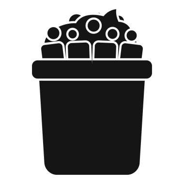 Çöp tenekesine atılan bir grup insanın siyah silueti saygısızlığı ve saygısızlığı simgeliyor.