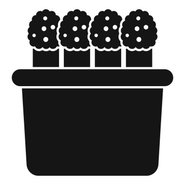 Tencerede büyüyen bir kaktüs için siyah katı bir ikon. Bahçıvanlık ya da doğa tasarımları için harika.