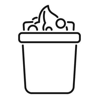 Kağıt ve muz kabuğu çizgisi simgesi ve atık ayıklama kavramı ile dolu çöp kutusu